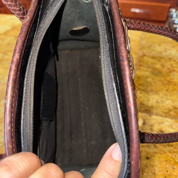 Brighton Croc Vtg Leather Satchel Embossed Classic Silver Trim Bag Purse - Picture 7 of 11